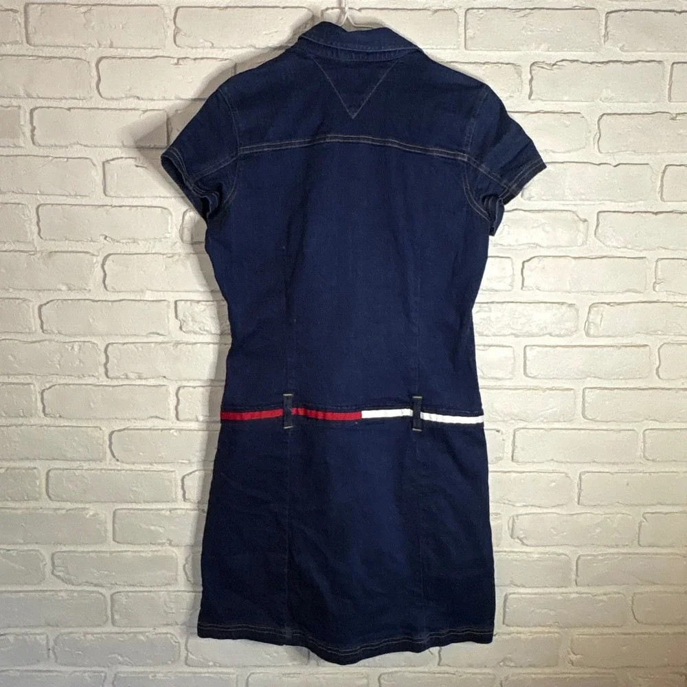 Tommy Hilfiger Denim Mini Dress Y2K Jean Dress Women's Size Large - Picture 3 of 4